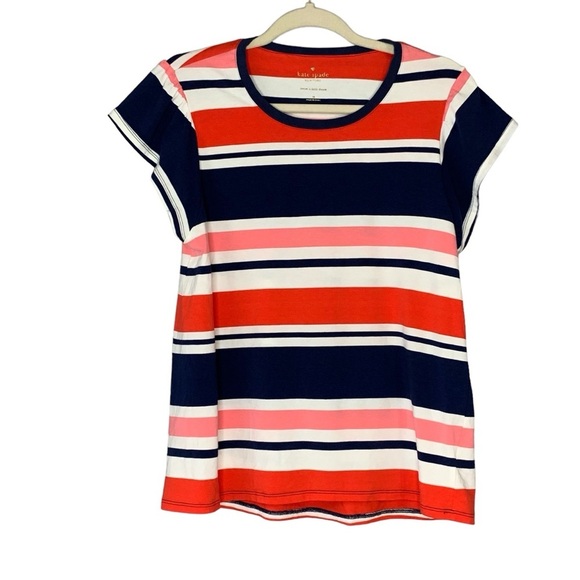Kate Spade striped flutter sleeve knit top with‎ scoop neckline. Size M - Picture 1 of 8